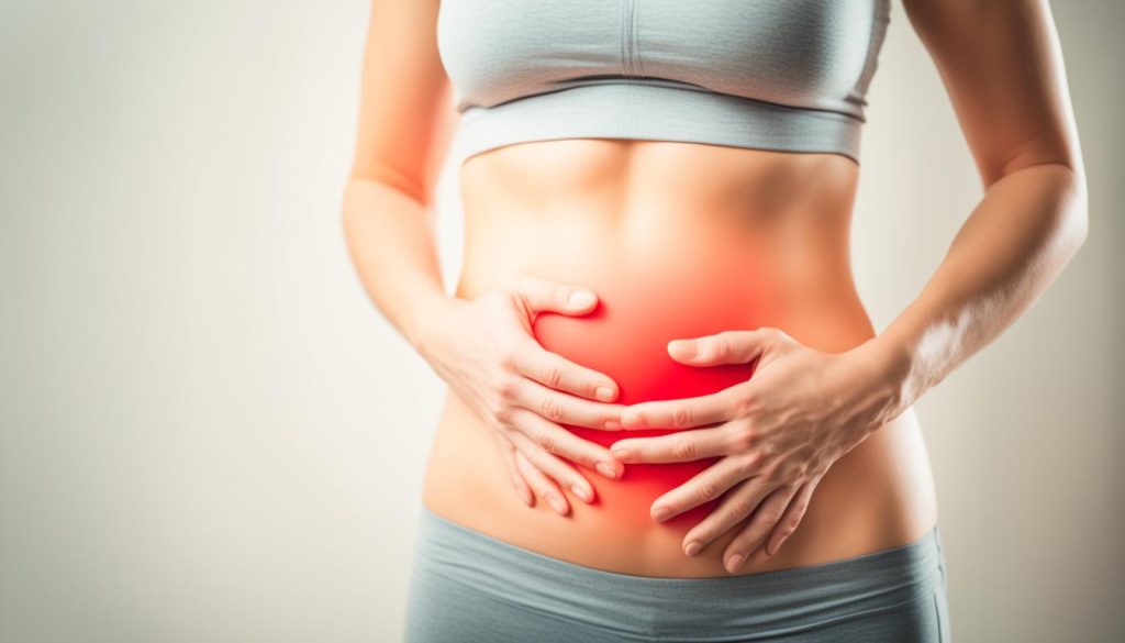 abdominal discomfort when pressing on middle of stomach