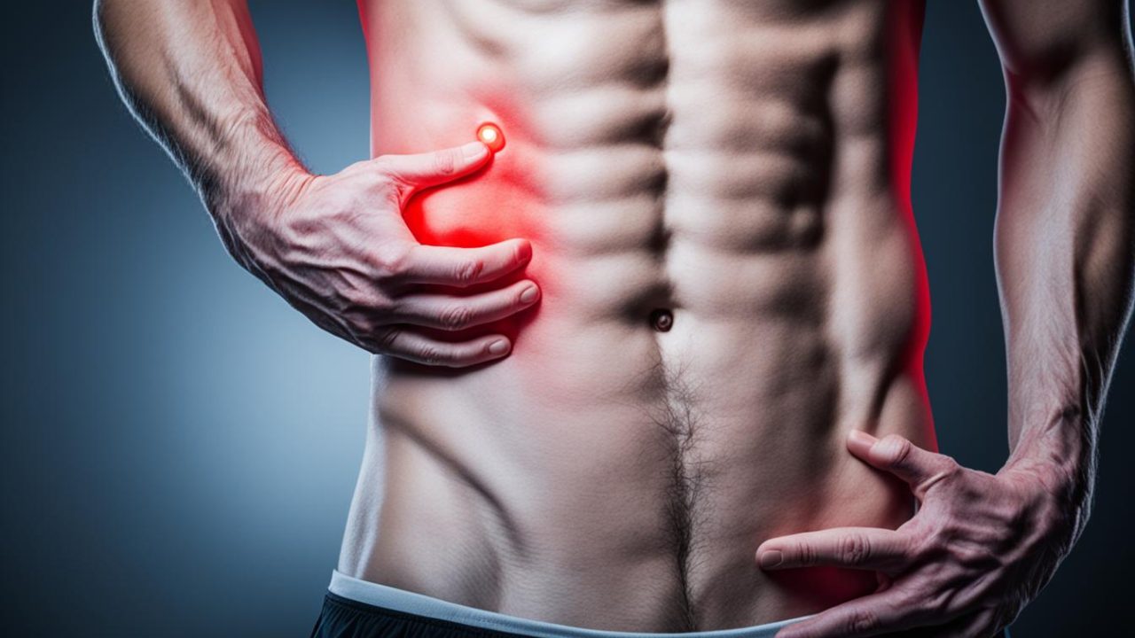 pain in lower right abdomen near hip bone and back